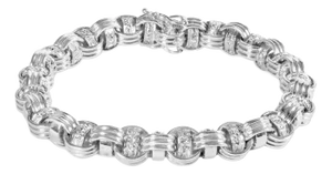 14K White Gold 1/2 Cttw Diamond Knotted Byzantine Link Bracelet (H-I Color, I2-I3 Clarity) - 7" Inch