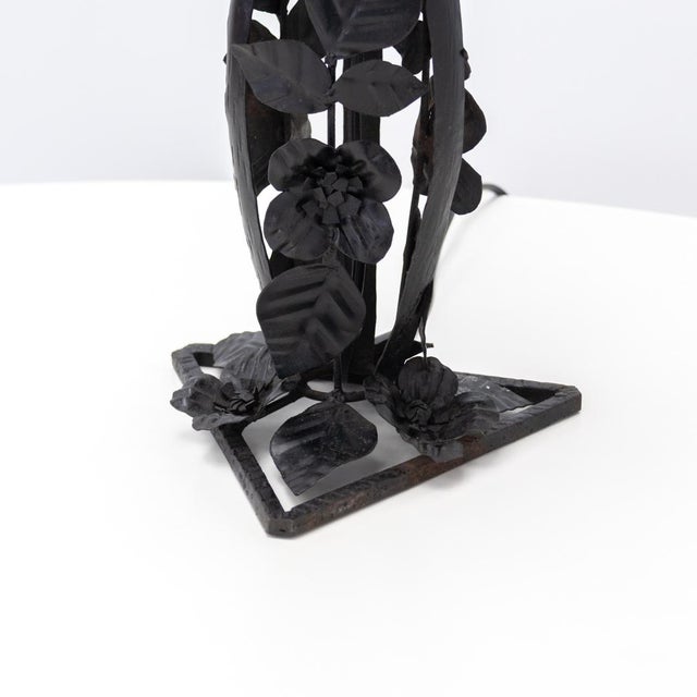 1930s French Art Deco Wrought Iron Table Lamp, 1930s For Sale - Image 5 of 10