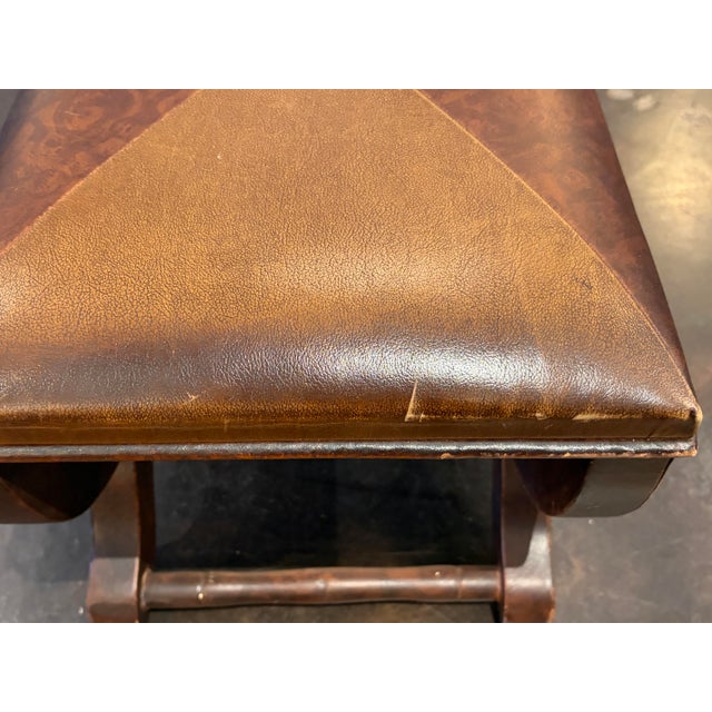 Brown Pair Tuscan Leather Foot Stools For Sale - Image 8 of 10