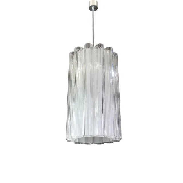 Cylindrical Pendant Fixture in Crystal Glass from Doria, Germany, 1960s For Sale - Image 3 of 6