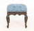 Victorian Style Blue Damask Upholstered Ottoman, with mahogany stained wood cabriole legs. 19" H x 19" W x 19" D....