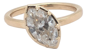 14k Yellow Gold Solitaire Engagement Ring With a ~2ct Tilted Marquise Diamond, Size 7