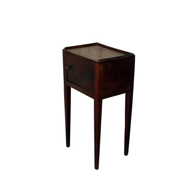 Antique Walnut Bedside Table aith Long Legs and Door, 19th Century For Sale - Image 3 of 5