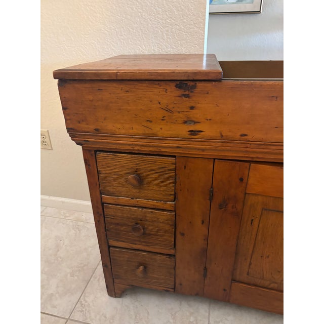 Antique Primitive Dry Sink Cabinet With Original Copper Lining For Sale - Image 9 of 11