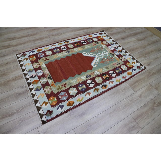 Size: 3.9 x 5.6 ft (120 x 172 cm) 47 x 67 inches Color: Organic Natural Dye ( Red,Gray,Green,Cream ) Material: 100% Hand...