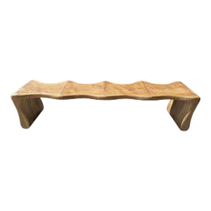 Sculptural Teak Wood Bench