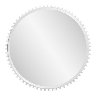 Bellfore Beaded Round Matte White Mirror For Sale