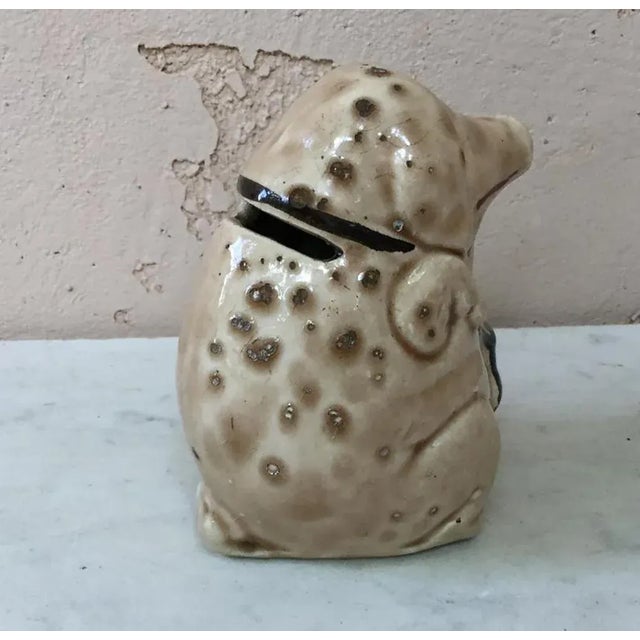 Orchies 1900 Antique Orchies Majolica Pig Money Bank For Sale - Image 4 of 6