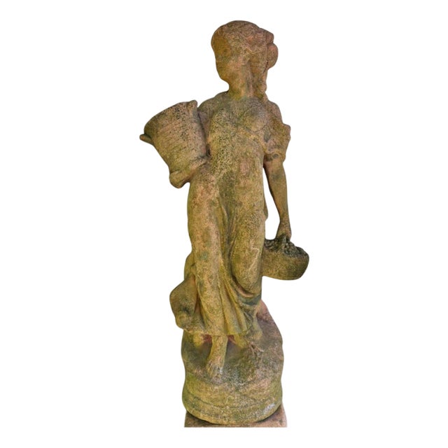 Italian Terracotta Girl with Vase, 19th Century For Sale