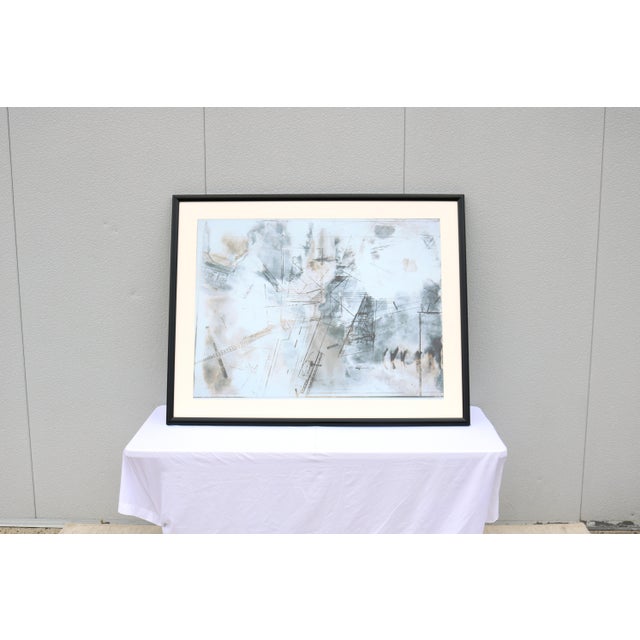 Fabulous mid-century modern large-scale abstract composition lithograph artwork print. This untitled abstract composition...