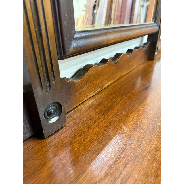 Brown Antique Art Nouveau Walnut Vanity With Adjustable Mirror For Sale - Image 8 of 15