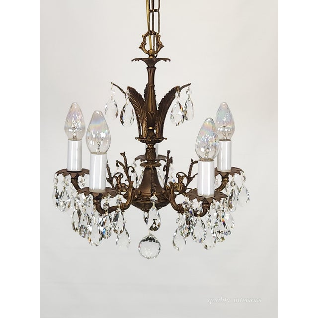 Bronze Vintage Overflowing Dark Patina Ornate Bronze Cut Lead Glass Crystal Chandelier For Sale - Image 8 of 17