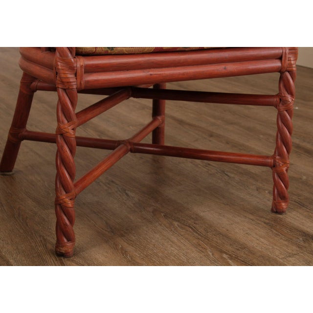 McGuire of San Francisco Painted Twisted Rattan Armchairs (B) - a Pair For Sale - Image 11 of 13