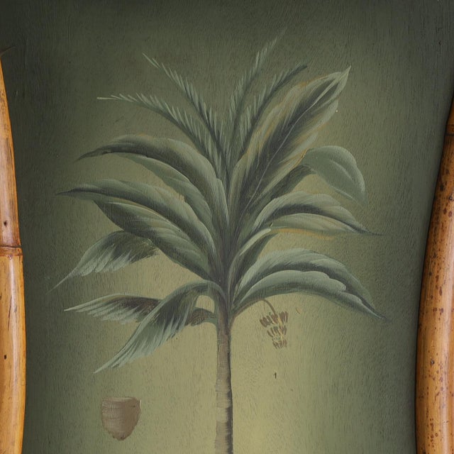 Pair of Vintage Palm Tree Paintings in Bamboo Frames For Sale - Image 9 of 10