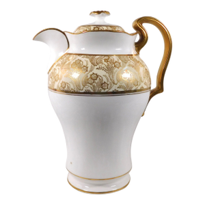 1920s Wa. Adderly Coffee Pot in White With Gold Trim