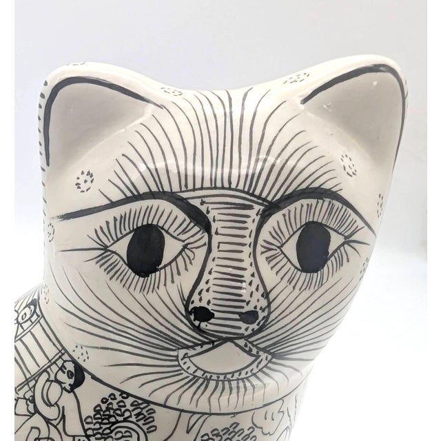 Vintage Mexican Zihuatanejo Ceramic Cat Figurine For Sale - Image 9 of 11