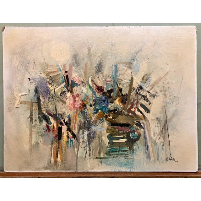 Sculpture Materials Motke Blum, Israeli Modernist Abstract Expressionist Oil Painting For Sale - Image 7 of 7
