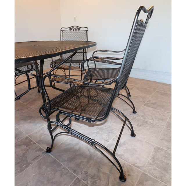 Russell Woodard Midcentury Russell Woodard Briarwood Wrought-Iron Patio Dining Set, 7 Pieces, Attributed For Sale - Image 4 of 15