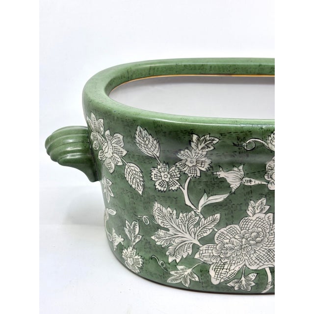 Vintage Green Chinoiserie Decorative Ceramic Planter / Vessel by Andrea Sadek For Sale In New York - Image 6 of 12