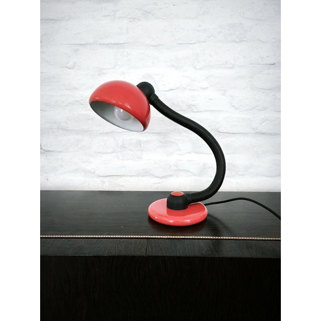 A striking red vintage desk lamp designed by klaus hempel for the german manufacturer hustadt leuchten. This is model...