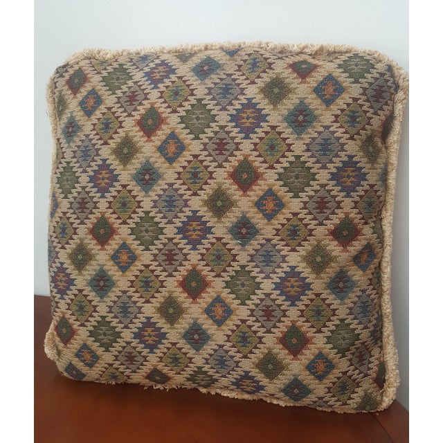 Textile Boho Chic Geometric Tapestry Throw Pillow For Sale - Image 7 of 7