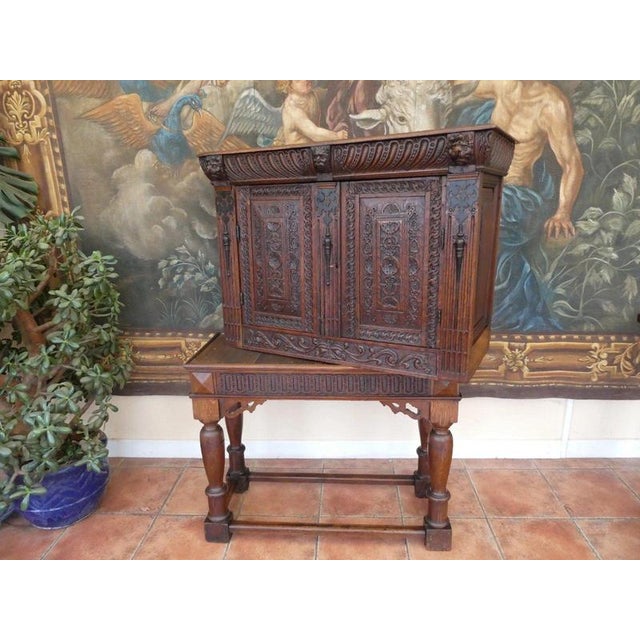 Antique English Country Oak Cupboard on Stand, 1730 For Sale - Image 16 of 18