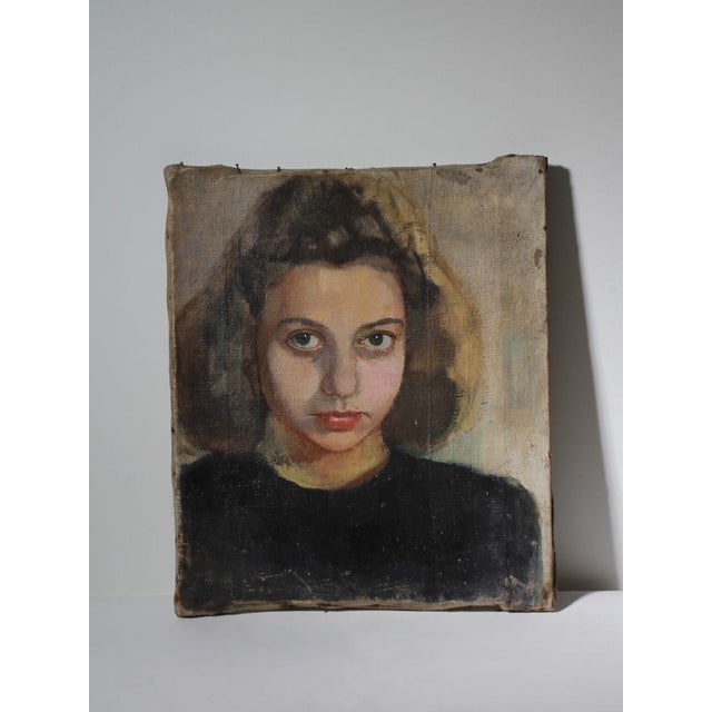 A Portrait of a Young Woman, Oil on Canvas, Early 20th Century For Sale - Image 6 of 7