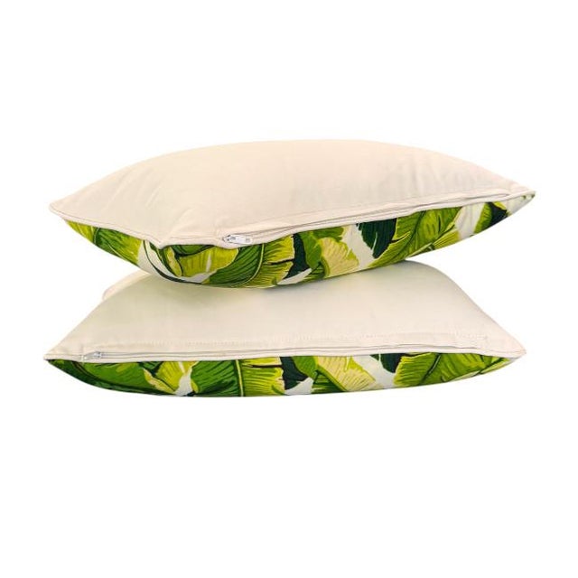Pair of Tropical Banana Leaf Lumbar Pillows Indoor/Outdoor For Sale In West Palm - Image 6 of 8