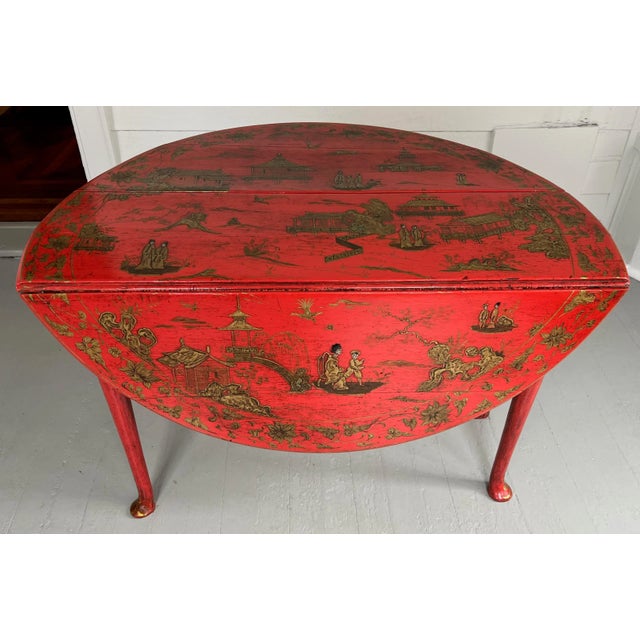 Antique 19th Century Georgian Chinoiserie Scarlet Red Lacquer Drop Leaf Dining Table For Sale - Image 11 of 13