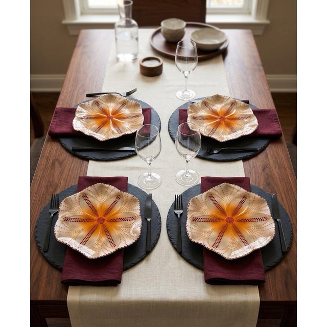 Hand-Painted South African Art Pottery Hexagonal Platters - Set of 4 For Sale - Image 10 of 12