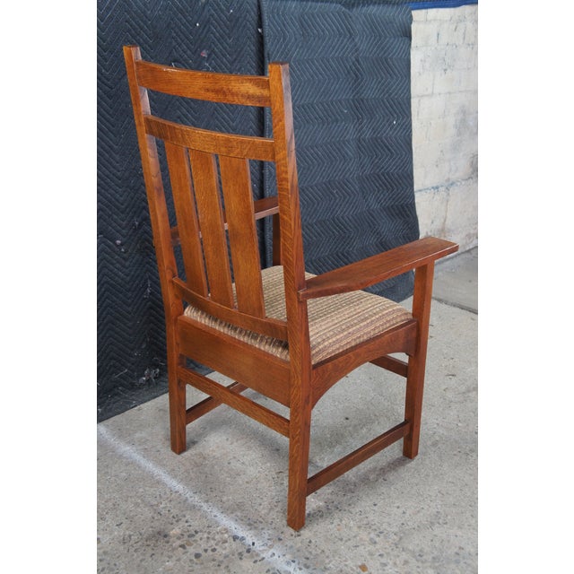 6 Stickley Mission Arts & Crafts Quartersawn Oak Harvey Ellis Dining Chairs For Sale - Image 6 of 15