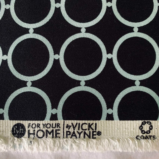 Contemporary Free Spirit Designer Vicki Payne Aqua & Black Circles Geometric Rings Fabric- 3.8 Yards For Sale - Image 3 of 7