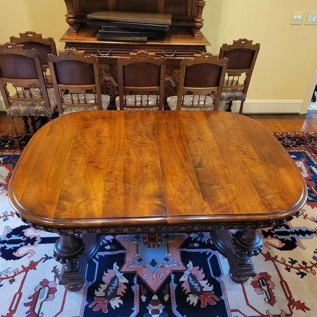 19th C Belgian Baroque Walnut Dining Banquet Table For Sale In Raleigh - Image 6 of 13