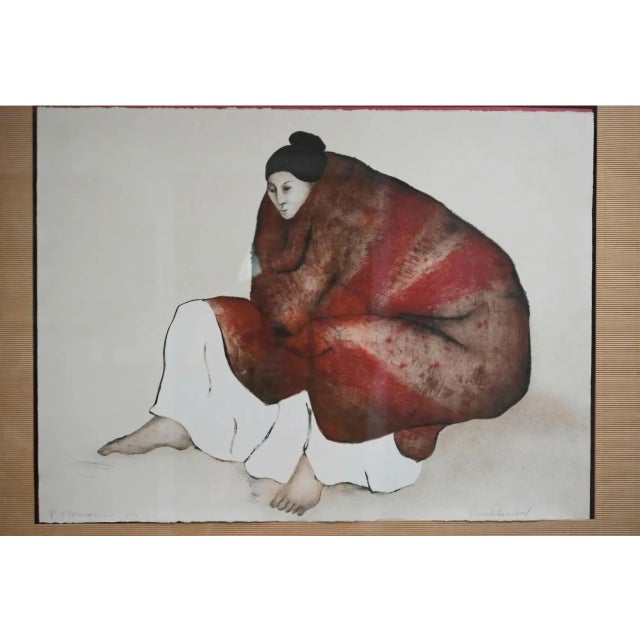 Native American R. C. Gorman (Navajo) "Yvonne" Signed Lithograph, Rare Presentation Proof (1979), Custom Hand-Carved Frame For Sale - Image 3 of 9
