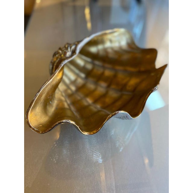 White and Gold Glazed Ceramic Shell, 1970s For Sale - Image 9 of 10