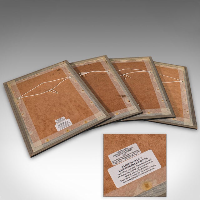 Set of 4 Vintage Embroidery Panels, English, Hand Finished, Limited Edition, Art For Sale - Image 12 of 12