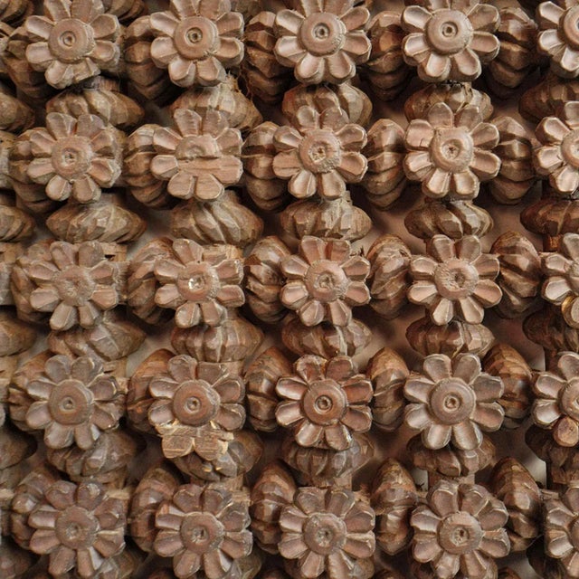 Early 20th Century Early 20th Century Carved Teak Flower Pattern Panel For Sale - Image 5 of 7