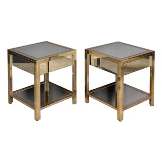 20th Century Brass, Chrome and Glass Side Tables by Belgo Chrom, Belgium, 1970, Set of 2 For Sale