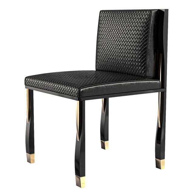 "Candice" Chair With Stainless Steel, Bronze Details and Woven Leather For Sale - Image 11 of 13
