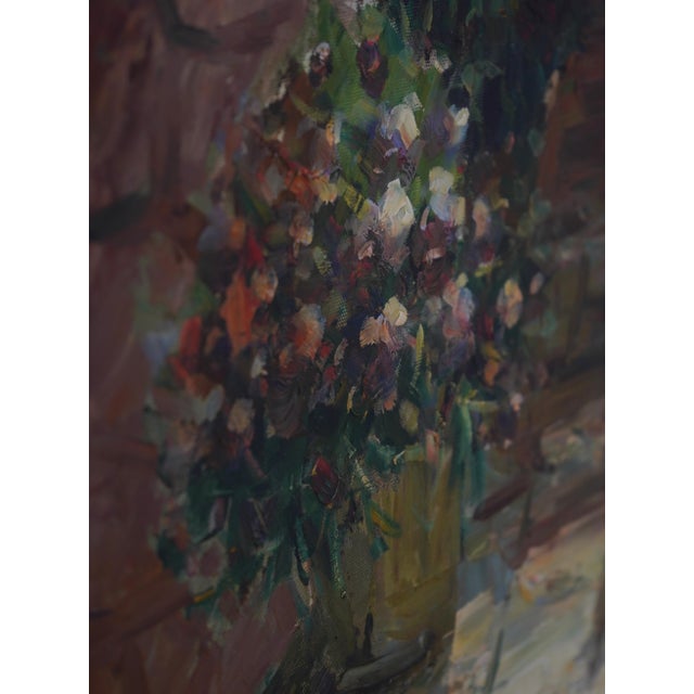 1980s Monumental Framed Garden Walk Oil Painting on Canvas For Sale - Image 5 of 15