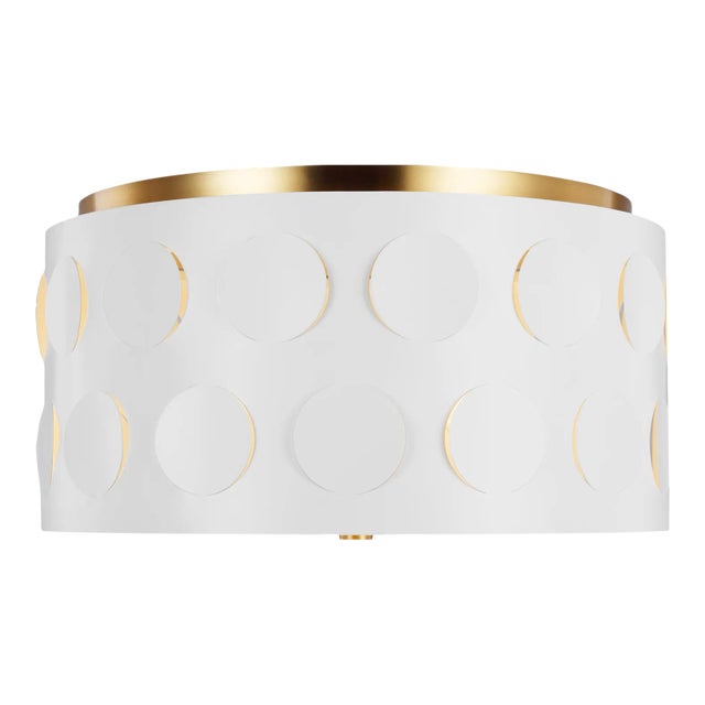 Kate Spade by Visual Comfort Studio Dottie Medium Flush Mount, Burnished Brass For Sale