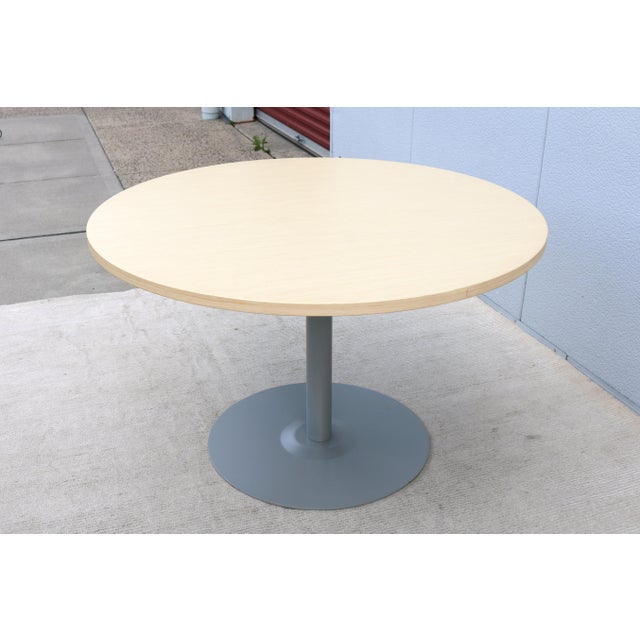 Contemporary Haworth Jive 48 in Round Veneer Top Conference Table/Cafe Table For Sale - Image 12 of 18