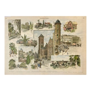 Los Angeles, California – Harper’s Weekly 1890 Hand-Colored Original Engraving For Sale
