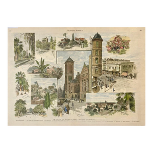 Los Angeles, California – Harper’s Weekly 1890 Hand-Colored Original Engraving