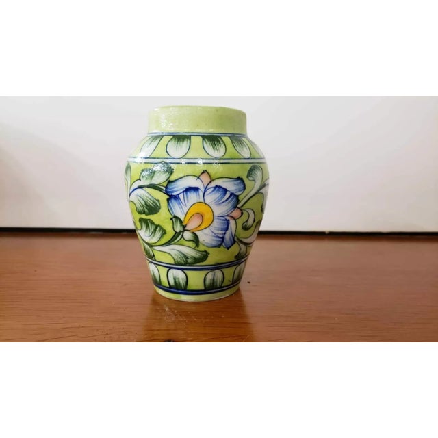 Circa 1900 Italian Majolica Porcelain Banded Floral Motif Vase For Sale - Image 4 of 6
