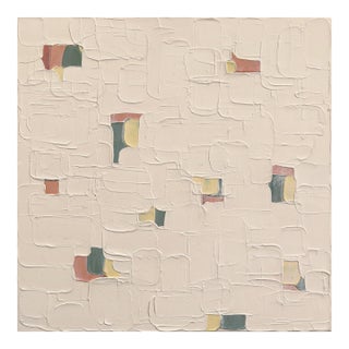 Beige Baby 2 - Original Neutral Textured Abstract Acrylic Painting on Canvas For Sale