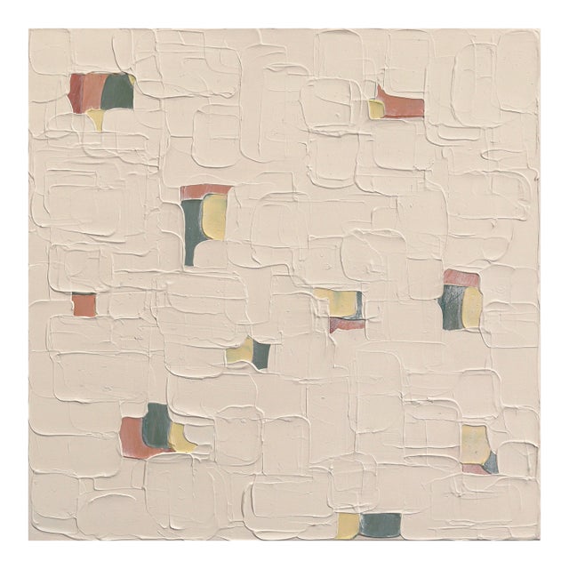 Beige Baby 2 - Original Neutral Textured Abstract Acrylic Painting on Canvas For Sale