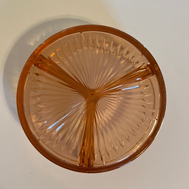 Traditional 1900 Pink Depression Glass 3-Part Divided Candy or Nut Dish For Sale - Image 3 of 5