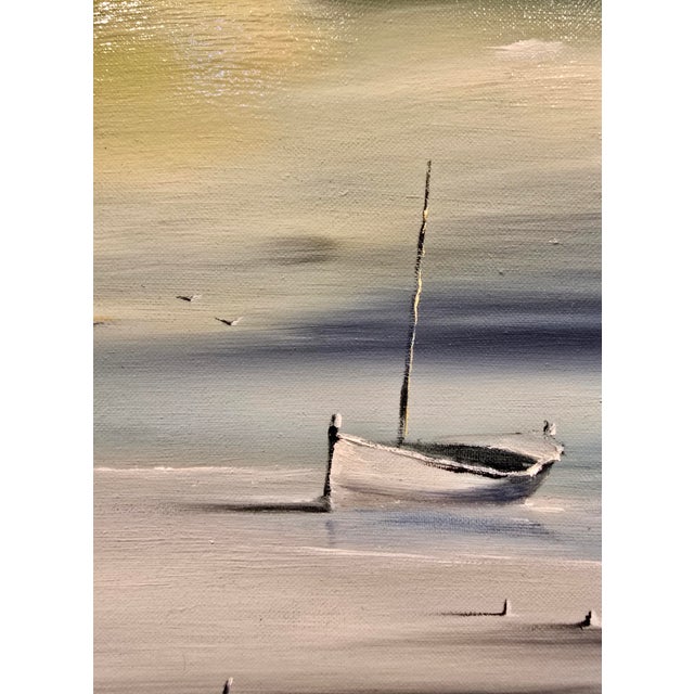 Robert Watson-Human Figures on a Surreal California Beach- Mid-Century Oil Painting For Sale In Los Angeles - Image 6 of 11