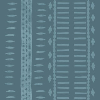 Tribal Moderne Wallpaper by Paule Marrot in Stone Blue For Sale